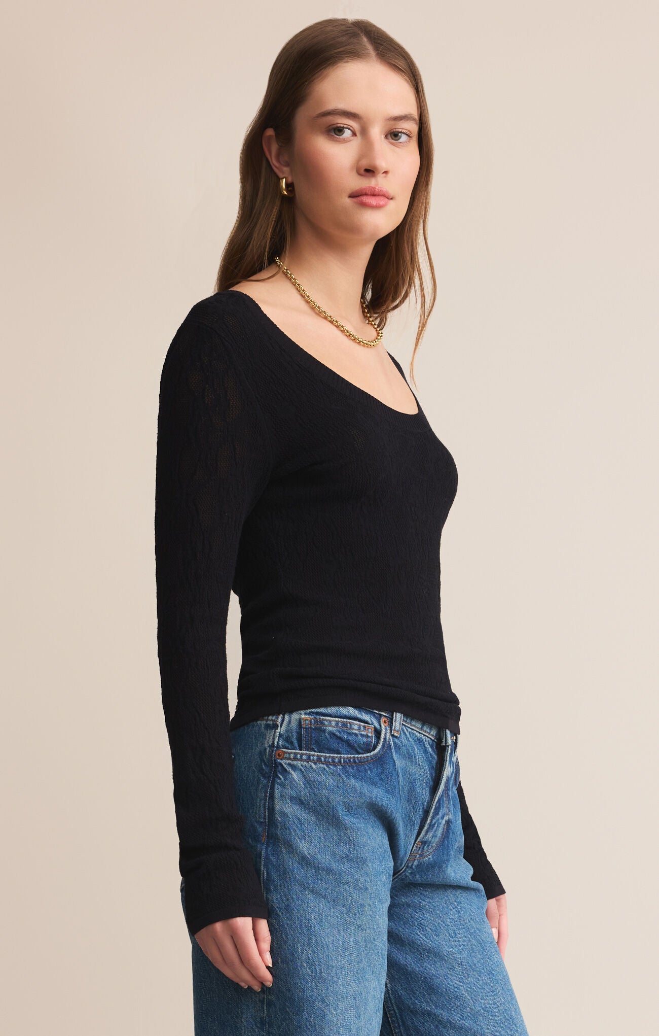 Black Tibi Scoop Mesh Sweater