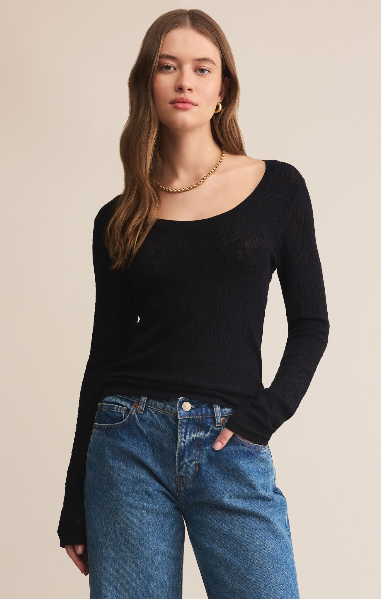 Black Tibi Scoop Mesh Sweater