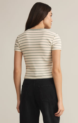 Sage Green Saxon Striped Tee