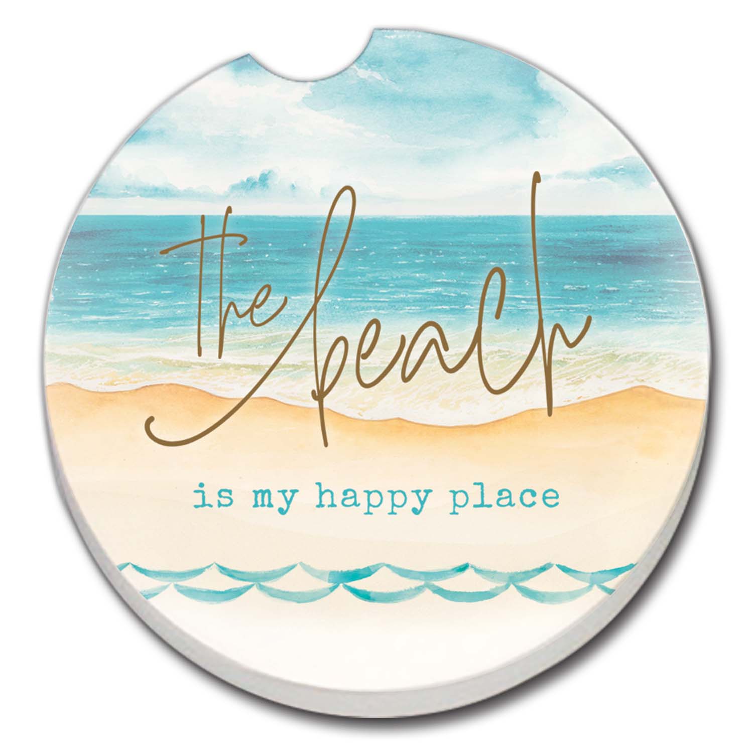 My Happy Place Absorbent Stone Car Coaster (2pk)