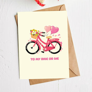 "To My Ride or Die" Heart Bicycle Greeting Card