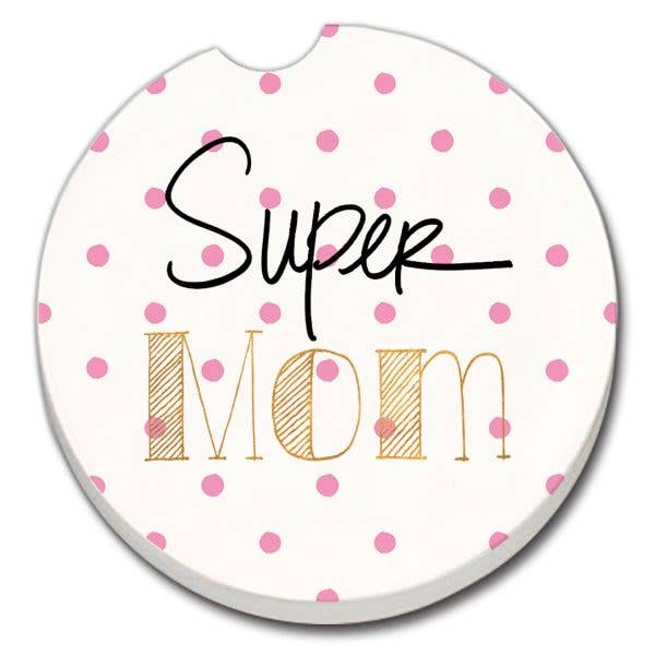 Super Mom Absorbent Stone Car Coaster(2pk)