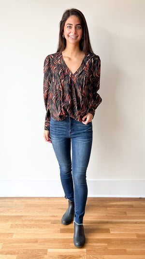 *FINAL SALE * Abstract Surplice Blouse