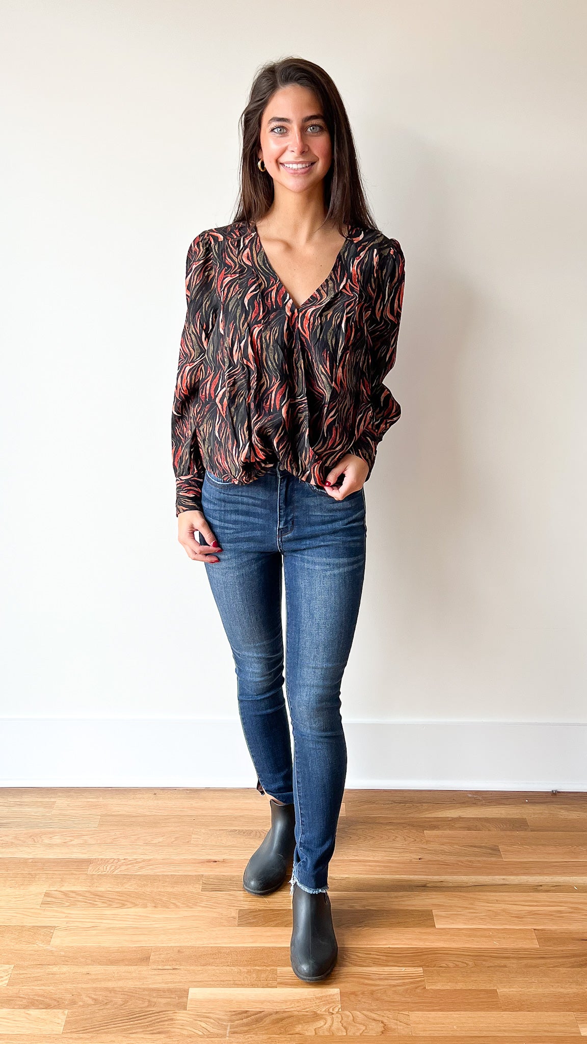 *FINAL SALE * Abstract Surplice Blouse