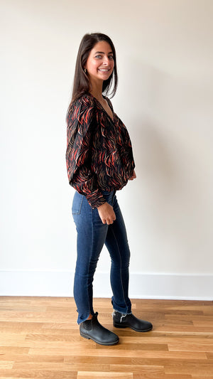 *FINAL SALE * Abstract Surplice Blouse