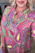 Lizzy Top in Green and Pink Paisley