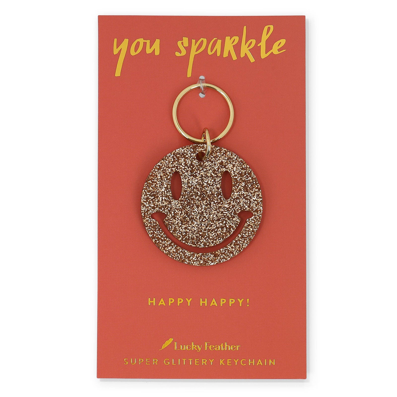 *FINAL SALE* Gold Glitter Key - Shape - SMILEY FACE
