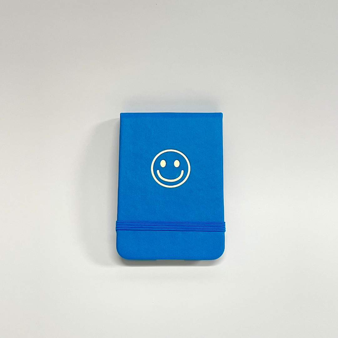 *FINAL SALE* Golden Happy Face Smiley Aqua Leatherette Pocket Journal
