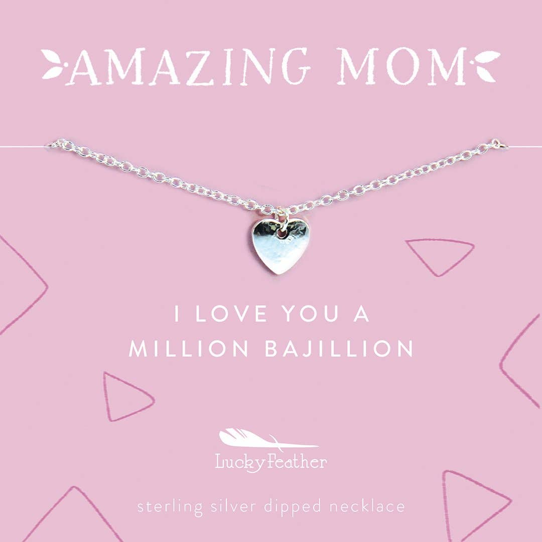 Mom Necklace - I Love you a Million Bajillion - Silver