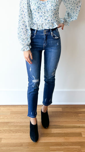 *FINAL SALE* High Rise Double Button Straight Jeans
