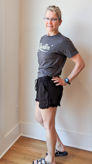 *FINAL SALE* Black Washed Drawstring Shorts